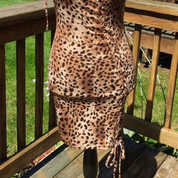 SEBASTIEN JAMES LEOPARD PRINT MINI DRESS SIZE S - Picture 2 of 6